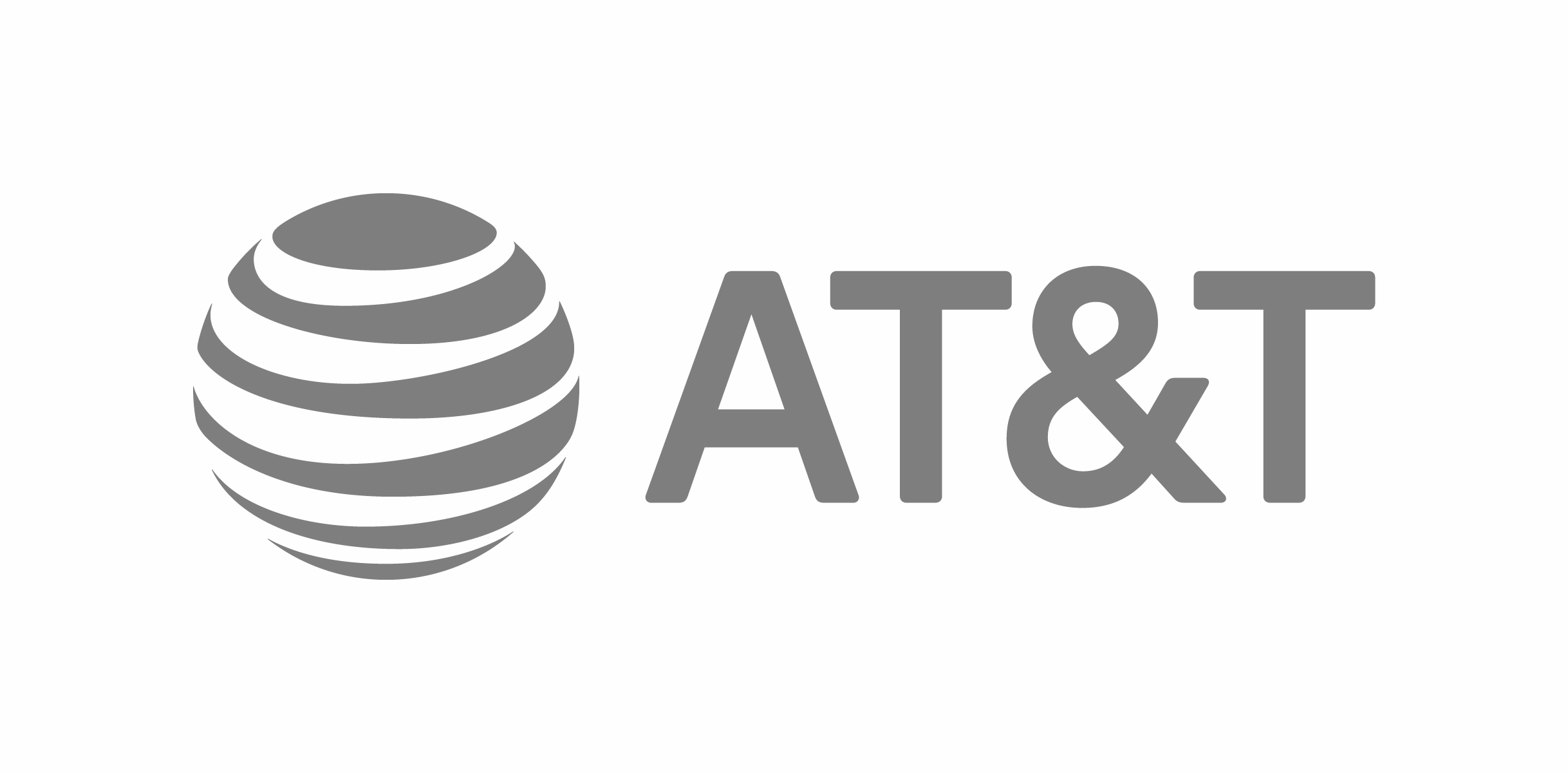 Logo of AT&T telecommunications,  grayscale 50%