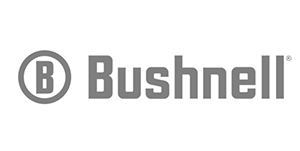Logo of Bushnell, sporting optics and outdoor products, grayscale 50%