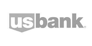Logo of US Bank, financial services, grayscale 50%